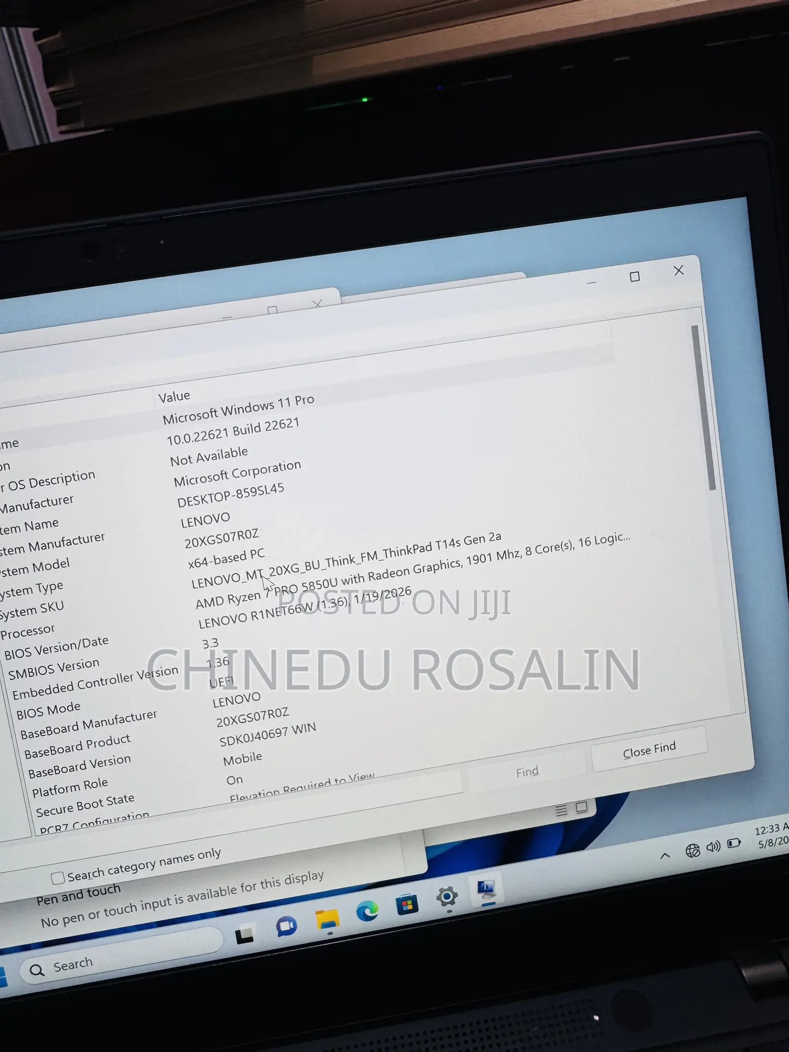 Laptop Lenovo ThinkPad T14s Gen 2 16GB AMD Ryzen 7 SSD 256GB