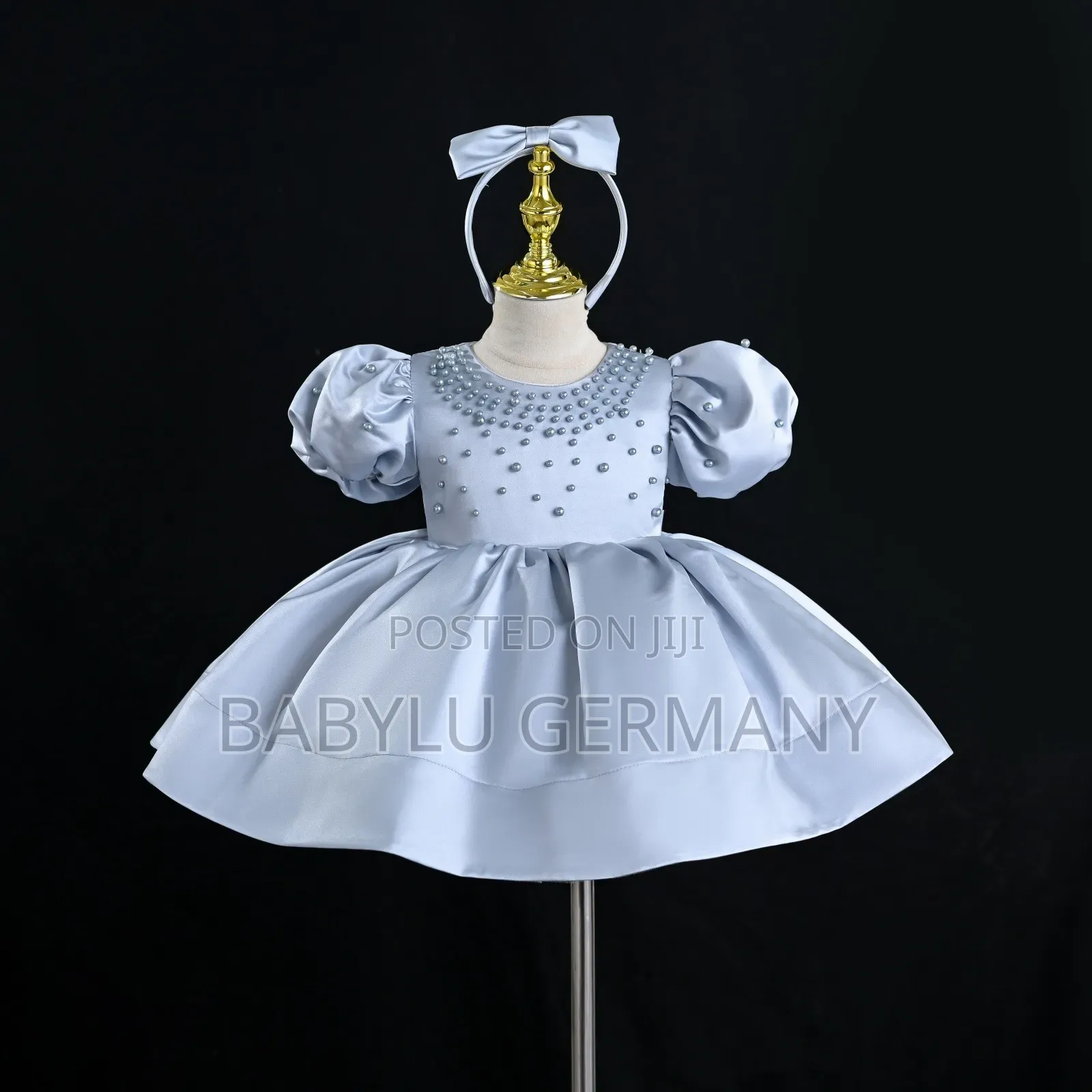 Premium Blue Dress With Matching Hair Accessory