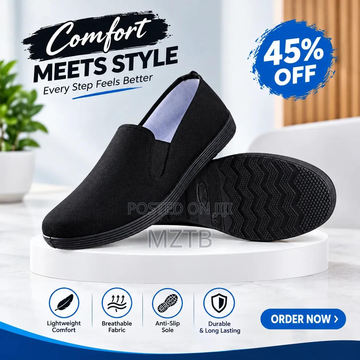 Men's Sneakers Casual Canvas Shoes Sport - Black