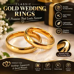 2 Pieces 4mm Stainless Steel Couple Wedding Rings - Gold