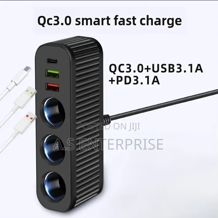 6-in-1 120W High Power Car Charger Splitter