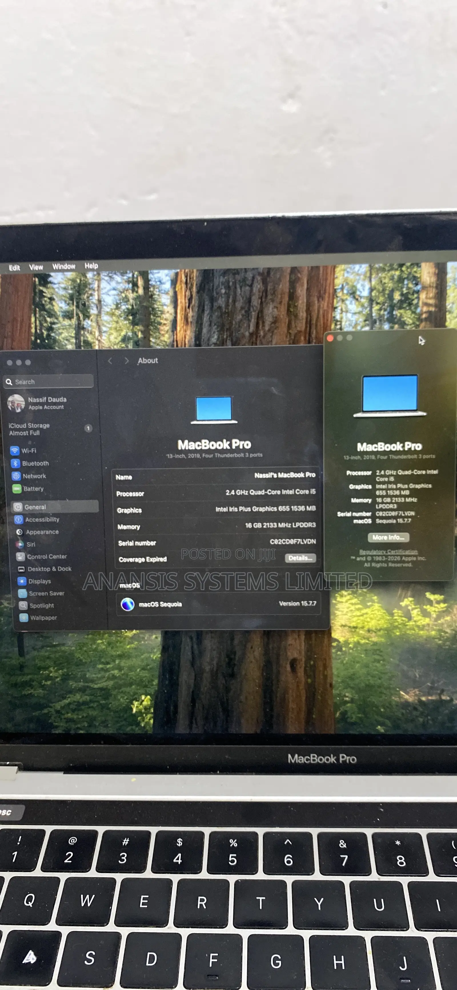 Laptop Apple MacBook Pro 2019 16GB Intel Core i5 SSD 256GB
