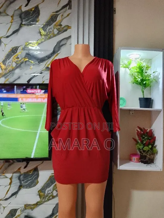 “Elegant Red Wrap Mini Dress ”