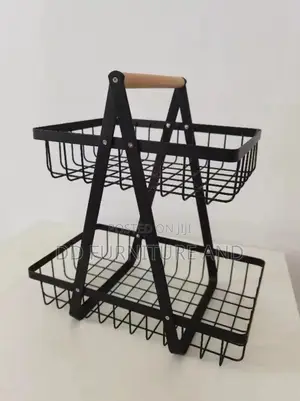 2-Tier Rectangular Metal Storage Basket