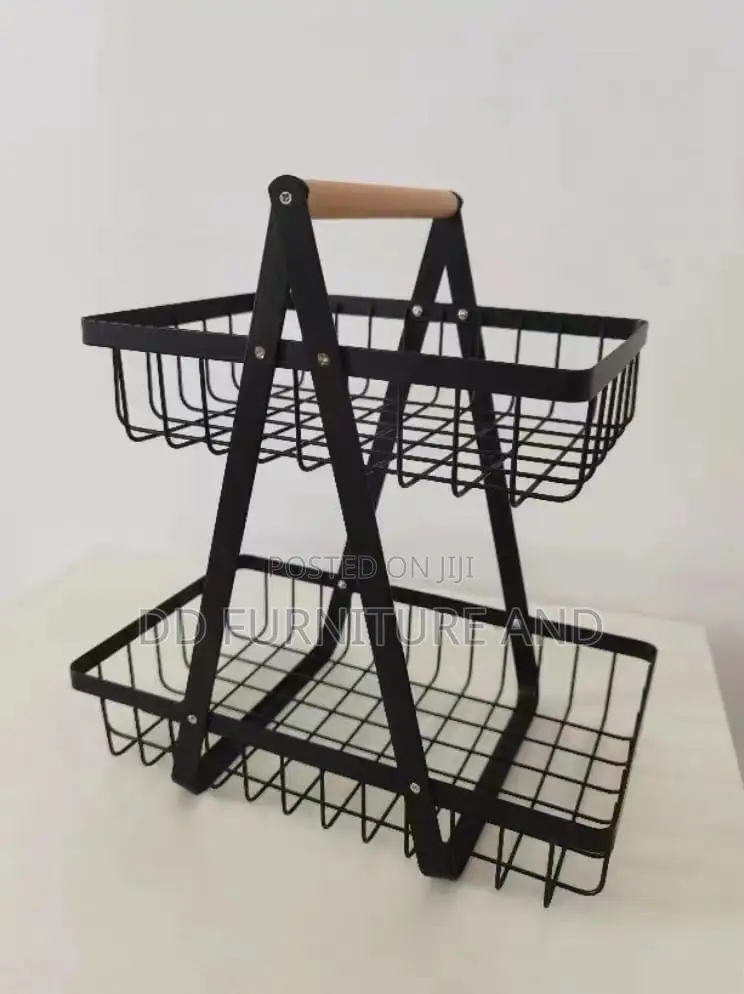 2-Tier Rectangular Metal Storage Basket