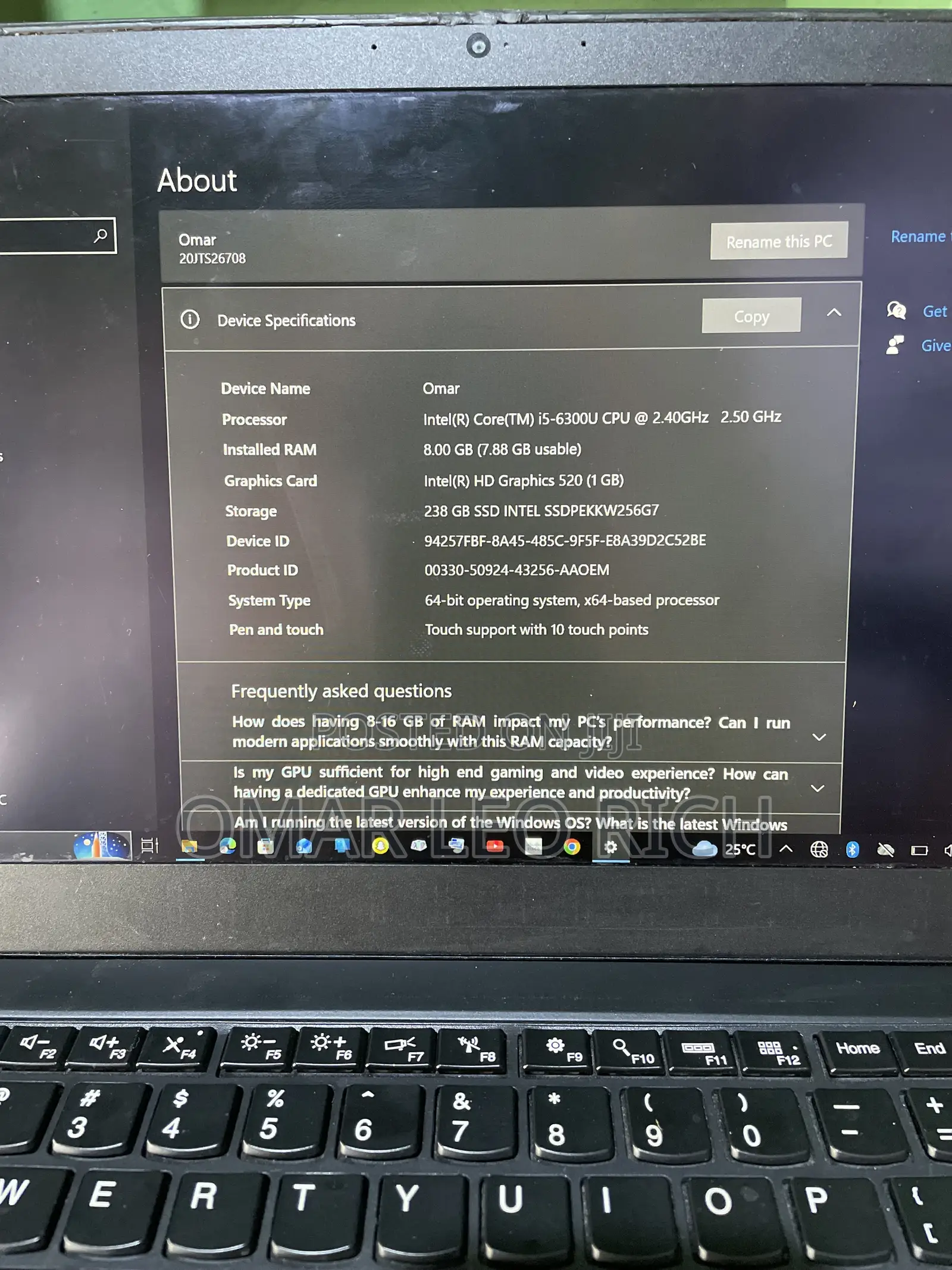 Laptop Lenovo ThinkPad T470s 8GB Intel Core i5 SSD 256GB