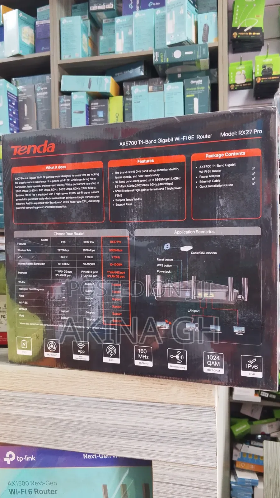 Tenda Wifi 6e AX5700 Tri Band Gigabit Router/ RX27 PRO