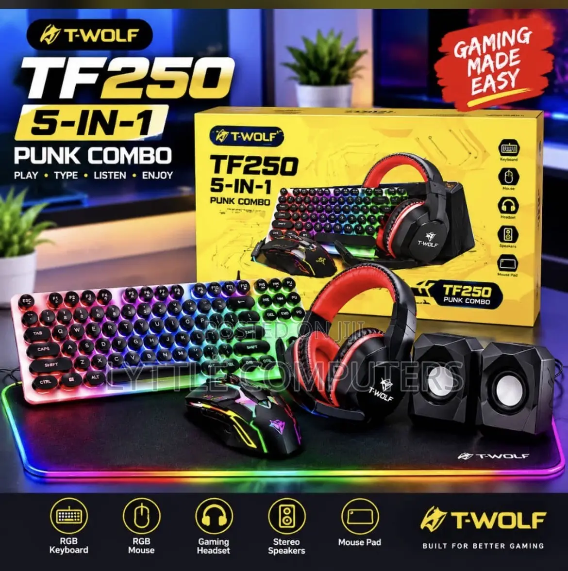 5in1 Wired Gaming Keyboard and Mouse Combo