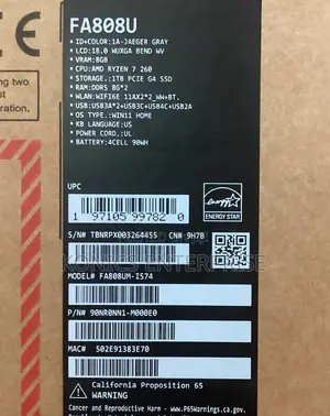 New Laptop Asus TUF Gaming A17 16GB AMD Ryzen 7 SSD 1T