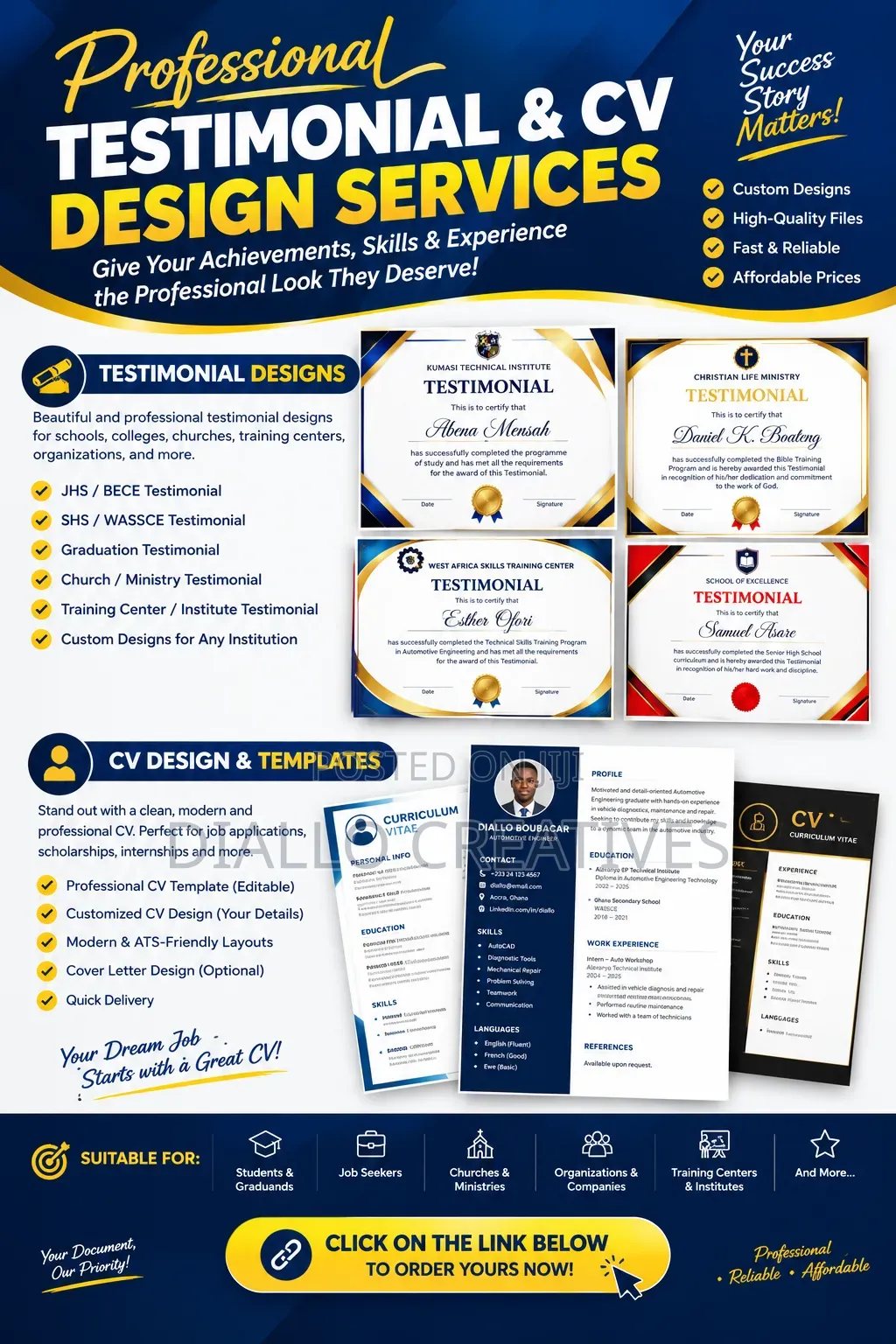 Testimonials &Cv Design Service