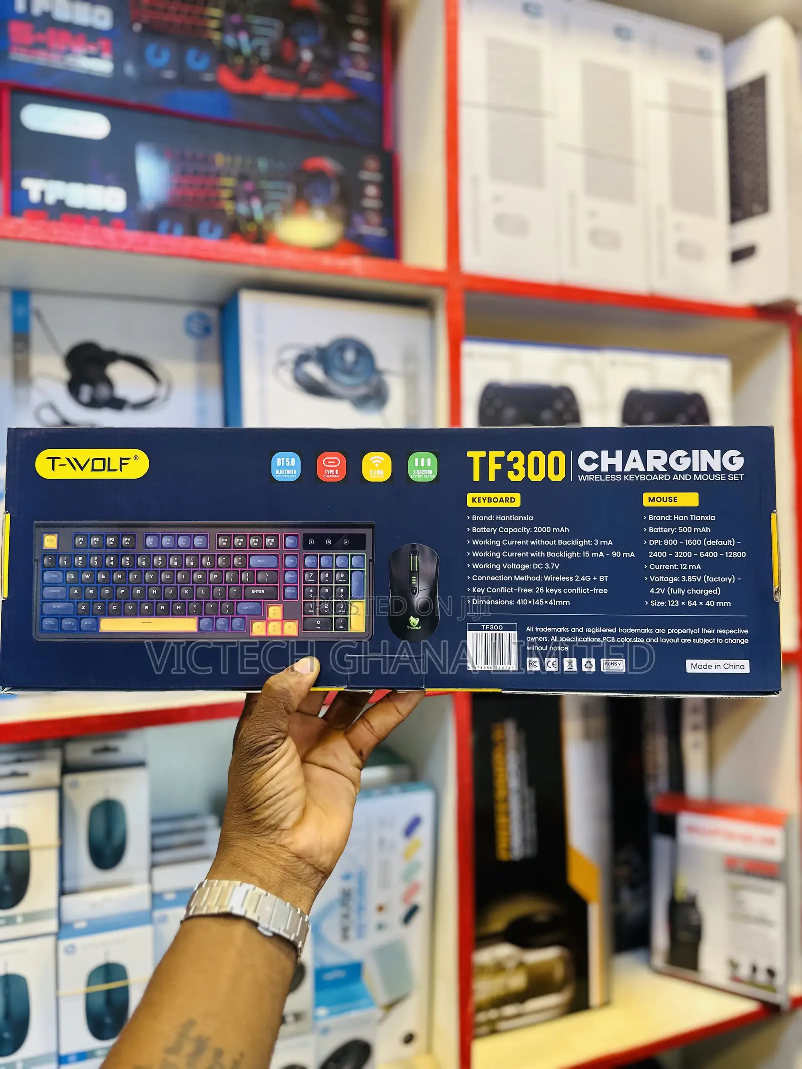 T-Wolf TF300 Wireless Charging Gaming Keyboard and Mouse Combo
