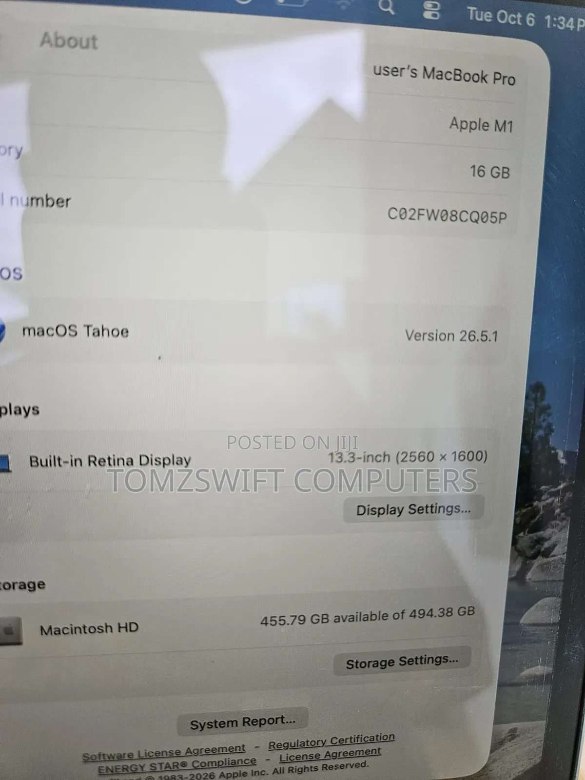 Laptop Apple MacBook Pro 2020 16GB Apple M1 SSHD (Hybrid) 512GB