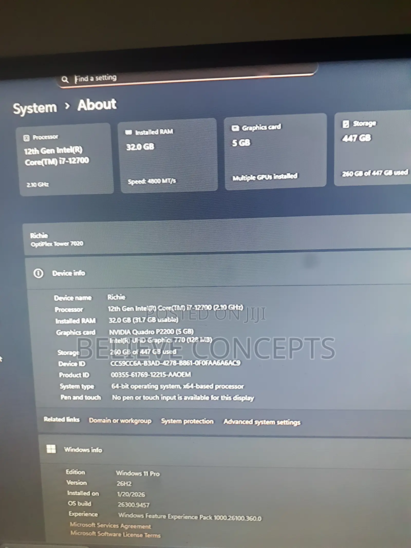 Desktop Computer Dell Optiplex 7020 32GB Intel Core i7 SSD 512GB