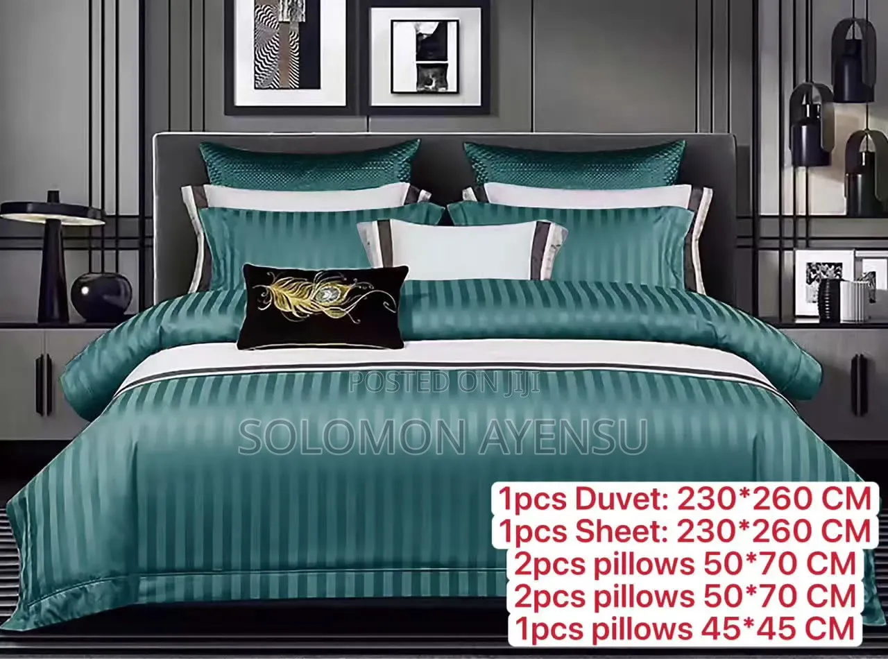 Royal Comfort Camel Gold Satin Striped Duvet & Sheet Set