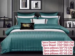 Royal Comfort Camel Gold Satin Striped Duvet & Sheet Set
