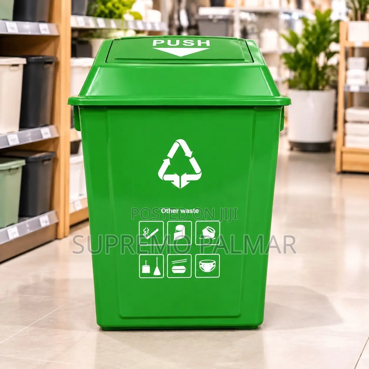 25L Push-Lid Dustbin – Blue, Grey or Green