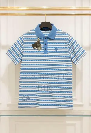 Chrome Heart Blue and White Striped Top for Unisex