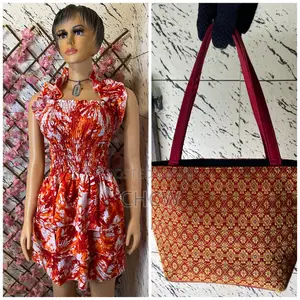 New Ladies Colorful Bodice Dress and a Matching Colorful Bag