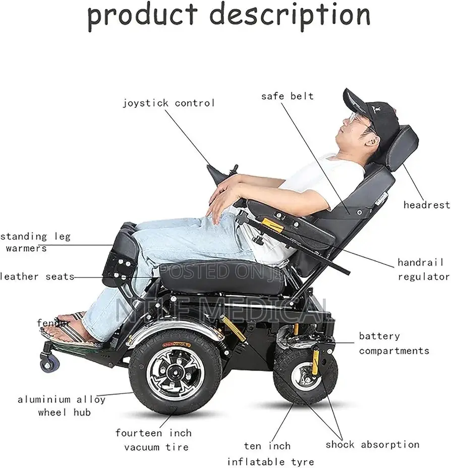 Electirc Wheelchair (Multi Functional. Lie Flat, Sit or Stand)
