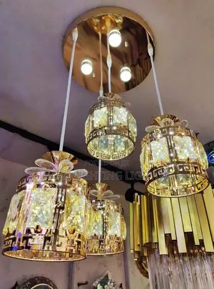 Gold With Crystal Glass Pendant Light