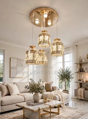Gold With Crystal Glass Pendant Light