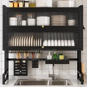 85cm Over Sink Kitchen Dish Rack With Storage Cabinet