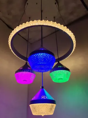 Modern 4-Light RGB LED Chandelier - Crystal Ring Pendant