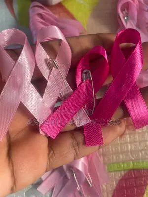 50pcs Breast Cancer Awareness Month Ribbons With Pins Already Fixed