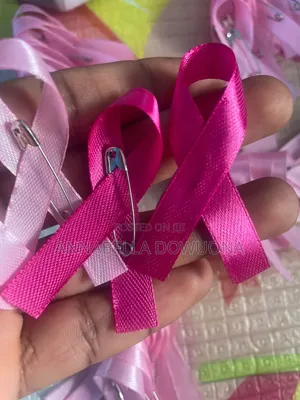 50pcs Breast Cancer Awareness Month Ribbons With Pins Already Fixed