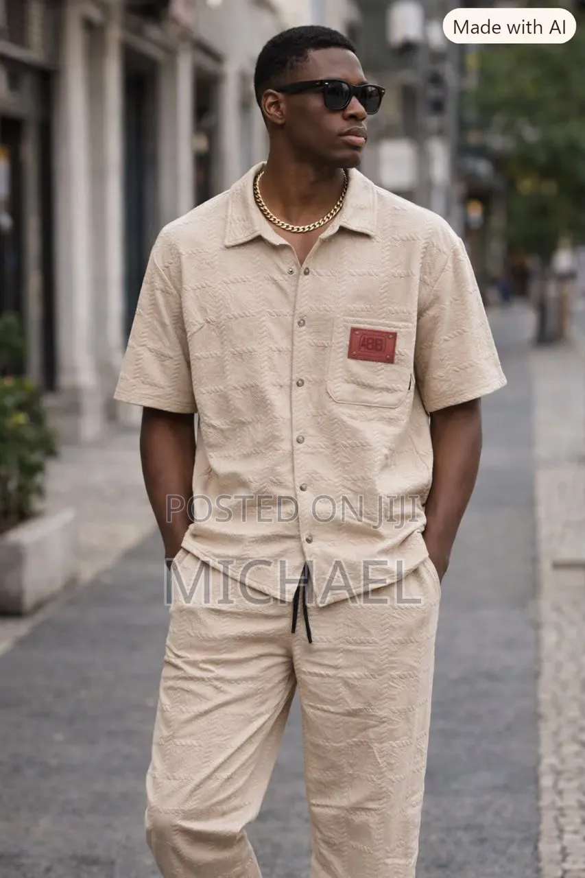 Men’s Casual Short-Sleeve Shirt and Matching Trousers