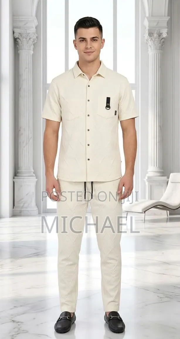 Men’s Casual Short-Sleeve Shirt and Matching Trousers