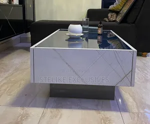 Rectangular Centre Table With Dark Glass Surfacing