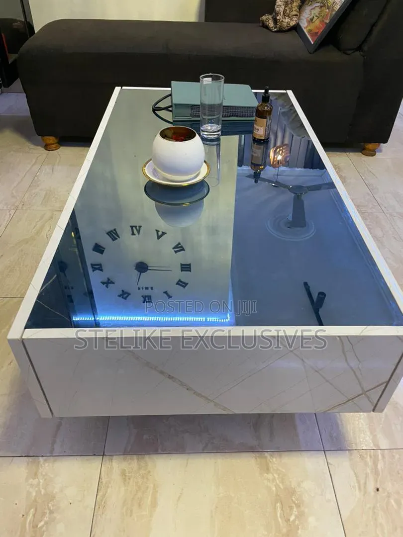 Rectangular Centre Table With Dark Glass Surfacing