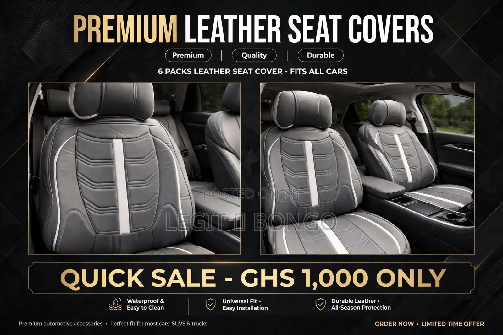 Quality Leather Grey Seat Cover
