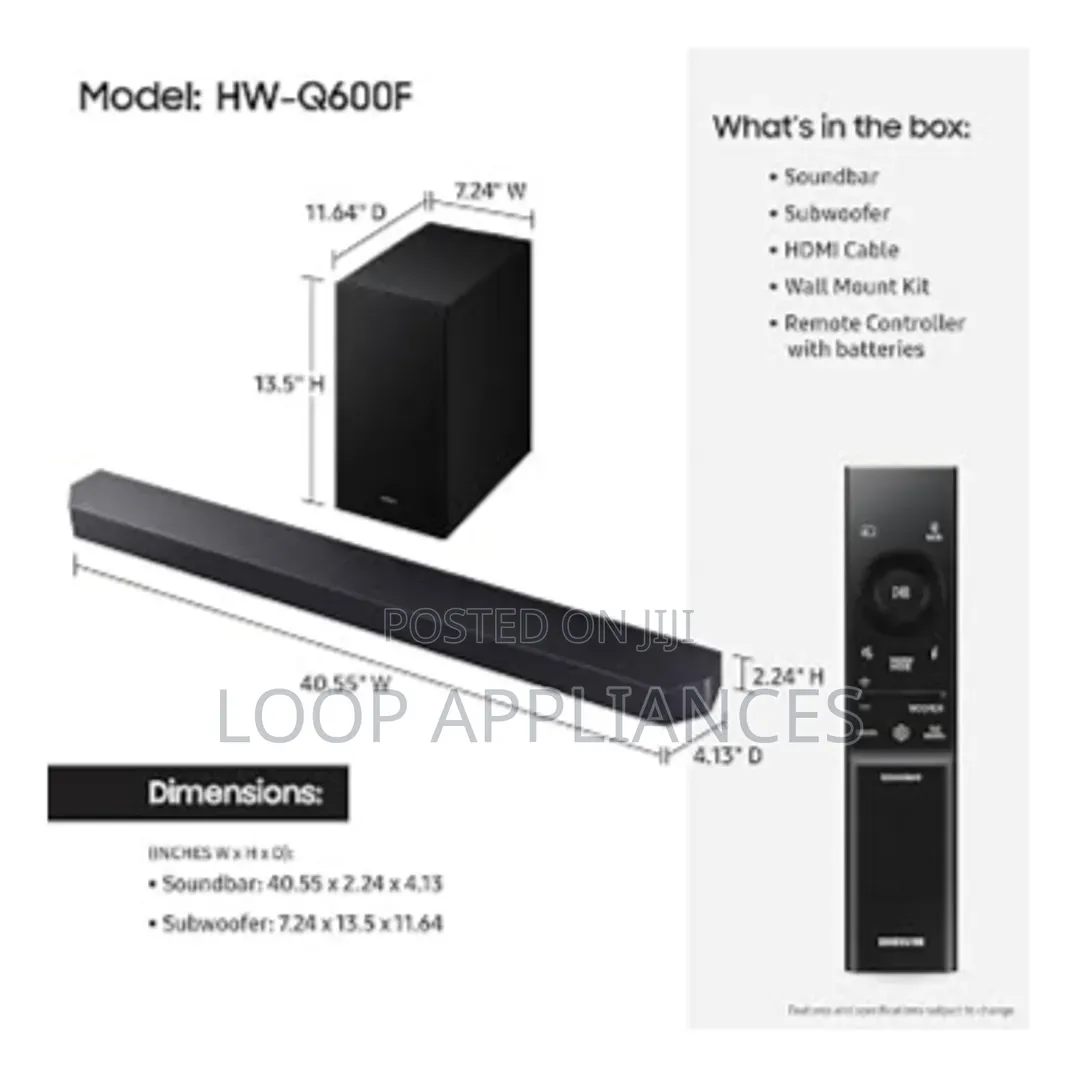 New 380 Watts Samsung HW-Q600F 3.1.2-Channel Dolby Atmos Soundbar