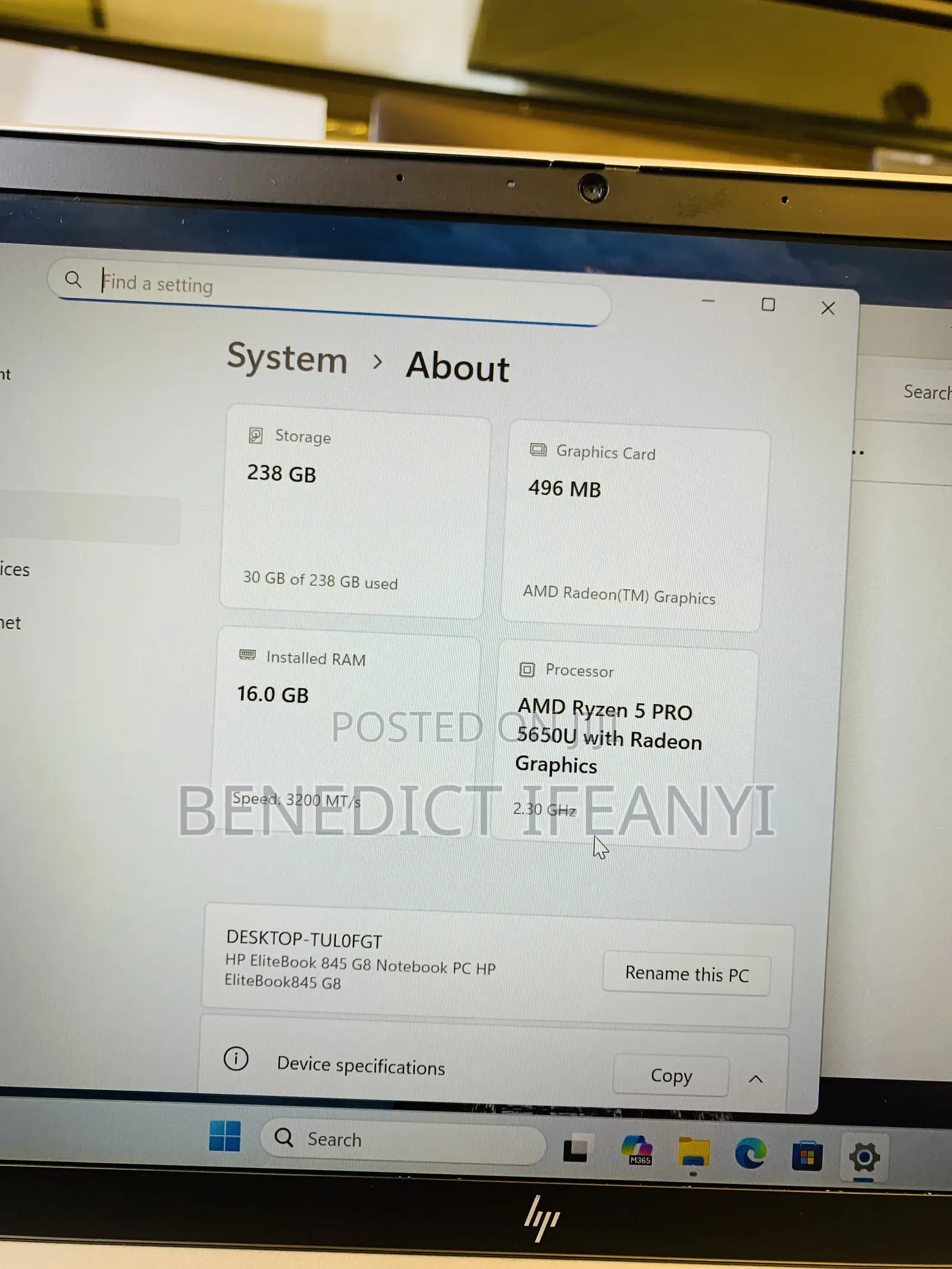 Laptop HP EliteBook 840 G8 16GB AMD Ryzen 5 SSD 256GB