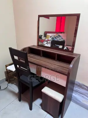 Dressing Table With Large Mirror & Chair – Good Condition