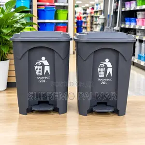 20L Dark Grey Pedal Dustbin – Plastic Foot-Operated Trash Bin