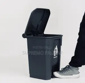 20L Dark Grey Pedal Dustbin – Plastic Foot-Operated Trash Bin