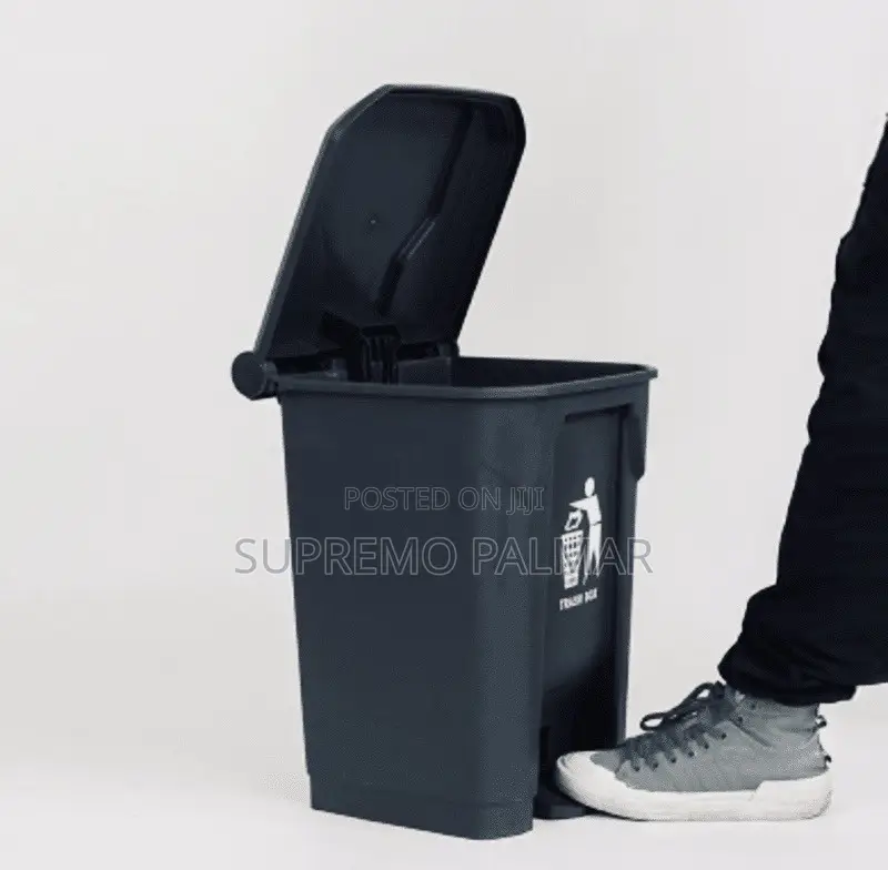 20L Dark Grey Pedal Dustbin – Plastic Foot-Operated Trash Bin
