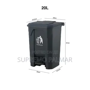 20L Dark Grey Pedal Dustbin – Plastic Foot-Operated Trash Bin