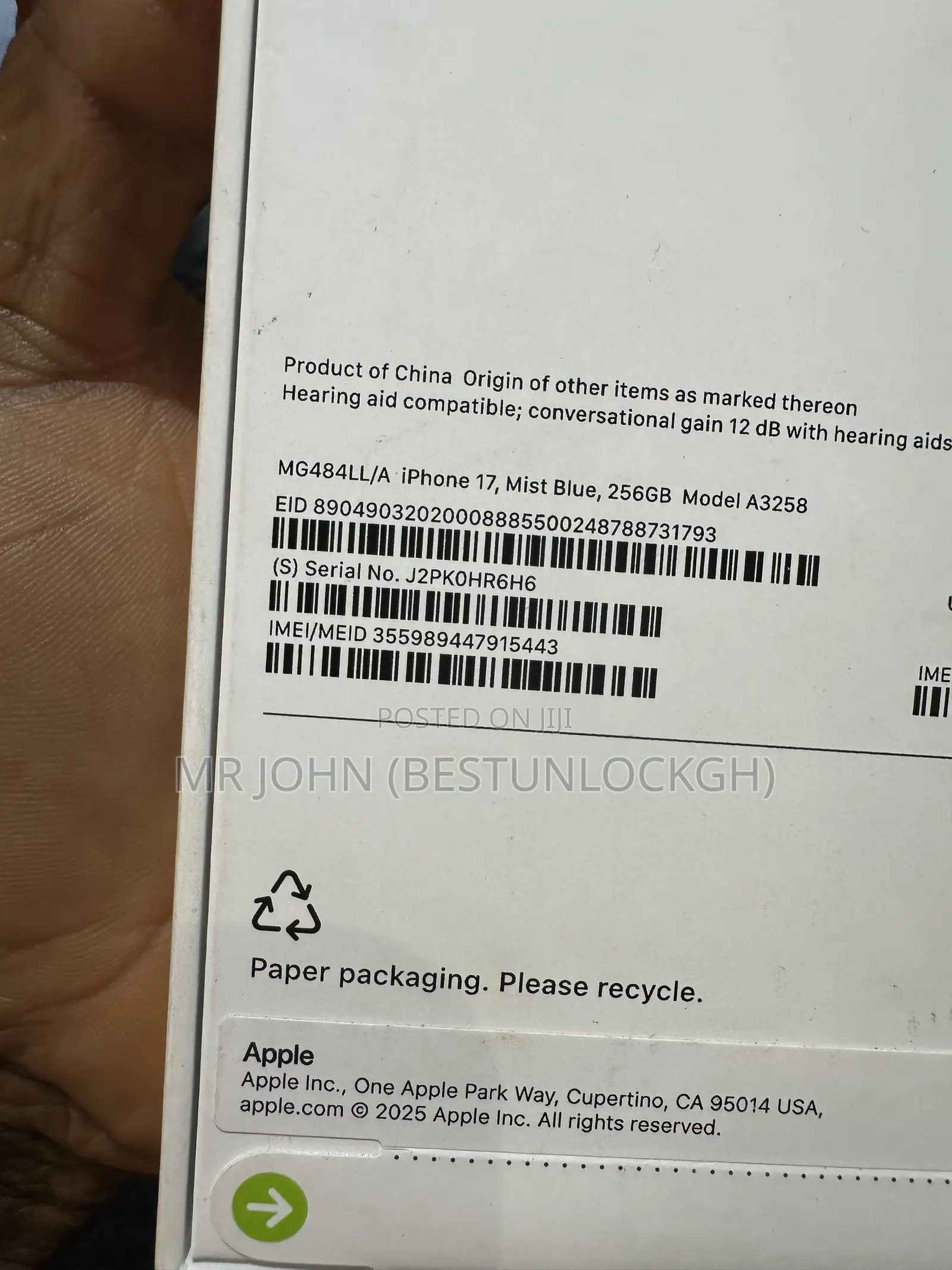 New Apple iPhone 17 256 GB Blue