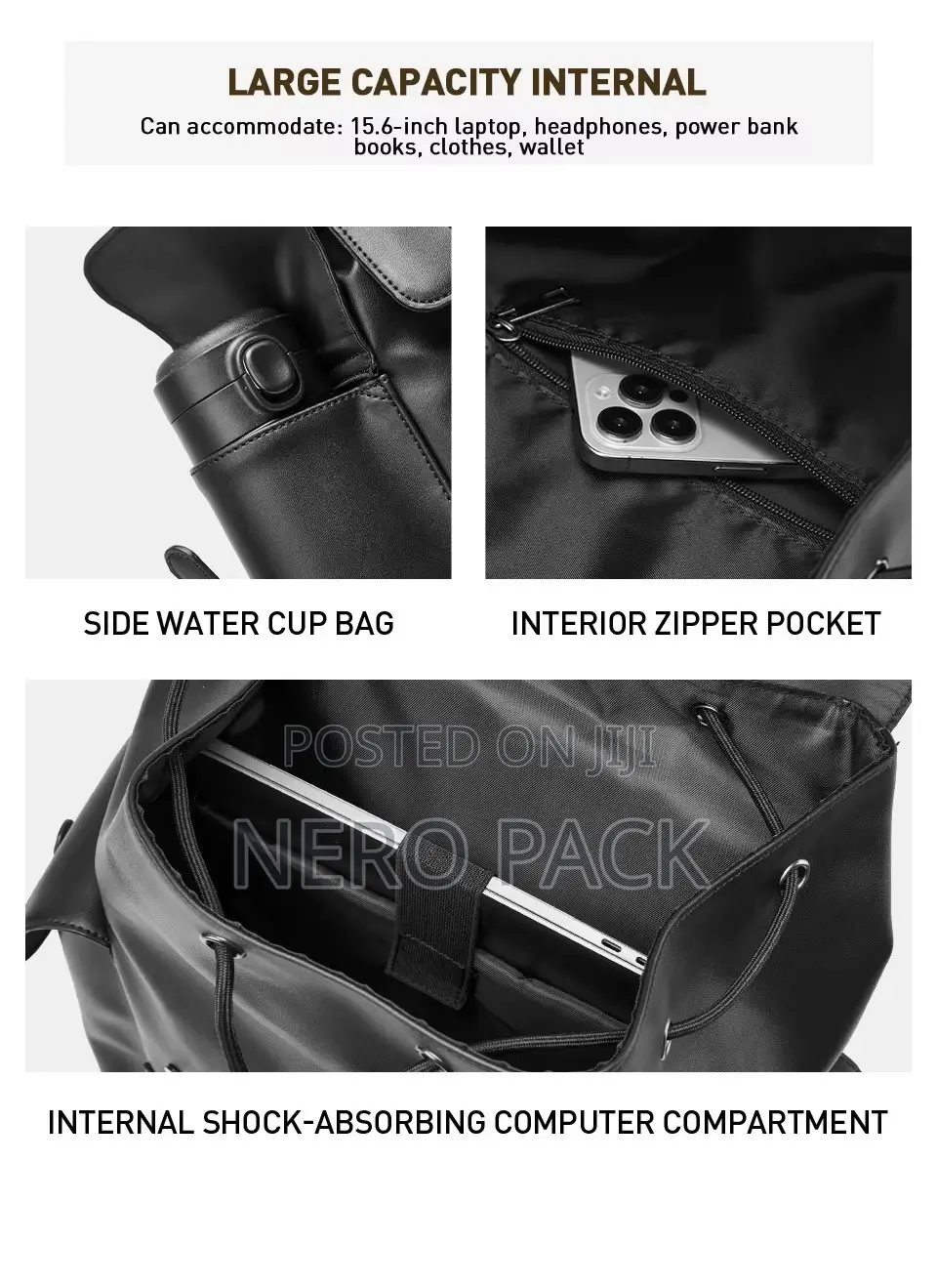 Luxury PU Leather Bag for Men’s Business, Travel Laptop Backpack