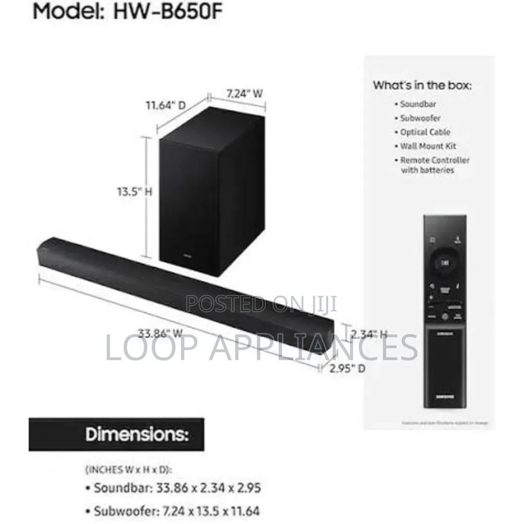 New 380 Watts Samsung HW-B650F B-Series 3.1 Channel Soundbar -- B650F
