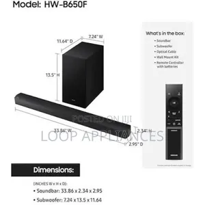 New 380 Watts Samsung HW-B650F B-Series 3.1 Channel Soundbar -- B650F