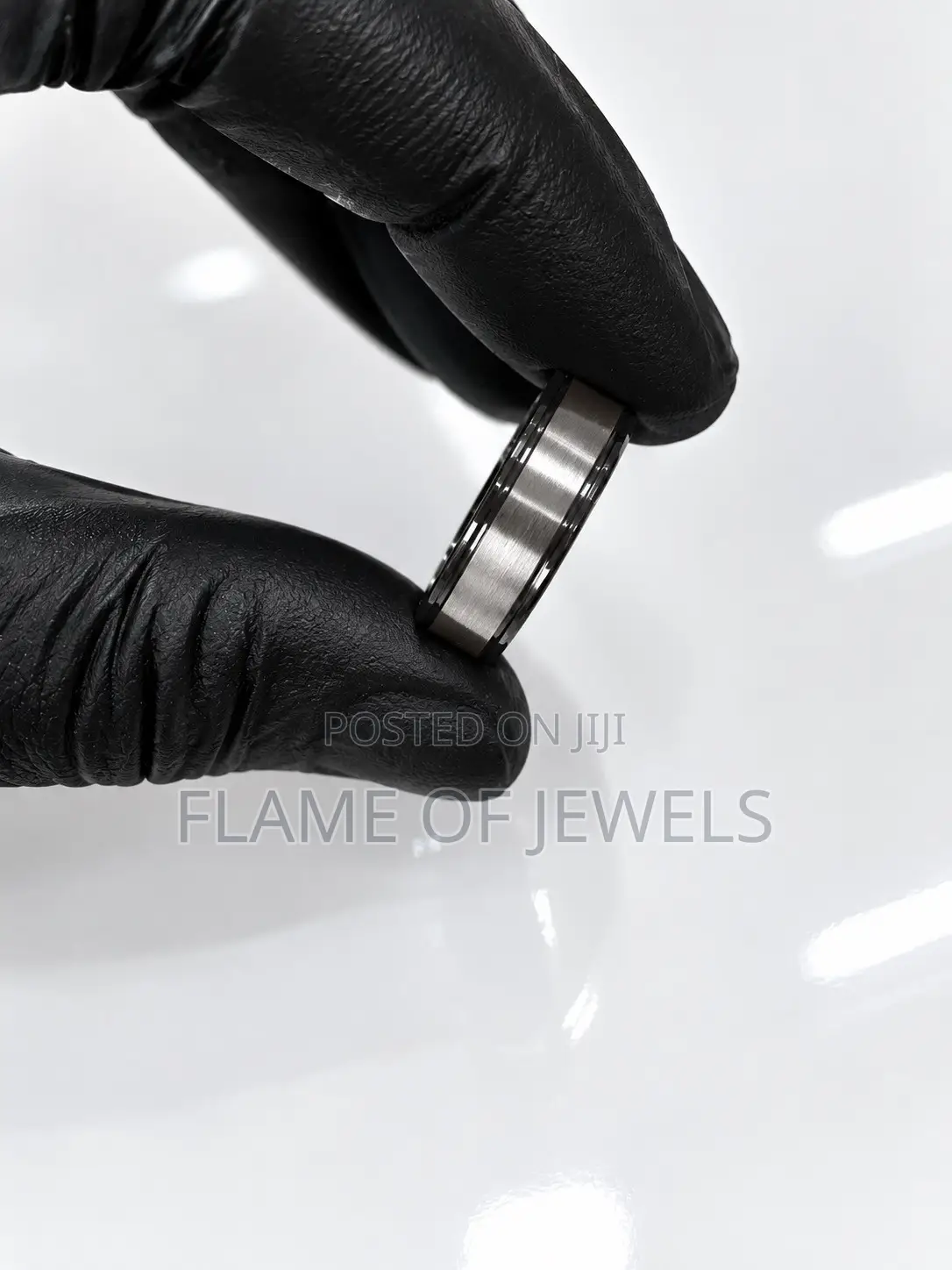 Two Tone Black and Silver Wedding Ring