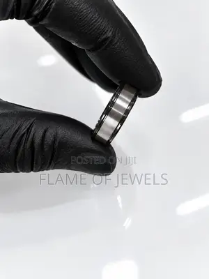 Two Tone Black and Silver Wedding Ring
