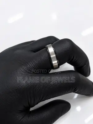 Two Tone Black and Silver Wedding Ring