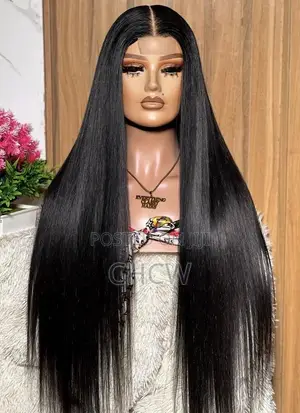 New Black Sleeky 30 Inches Long Sleek Wig With a ClosureLon