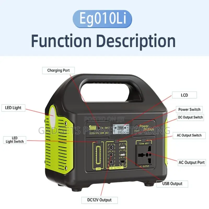 500W DC Lithium-Lon Portable Solar Power Station & Outdoor Solar Panel